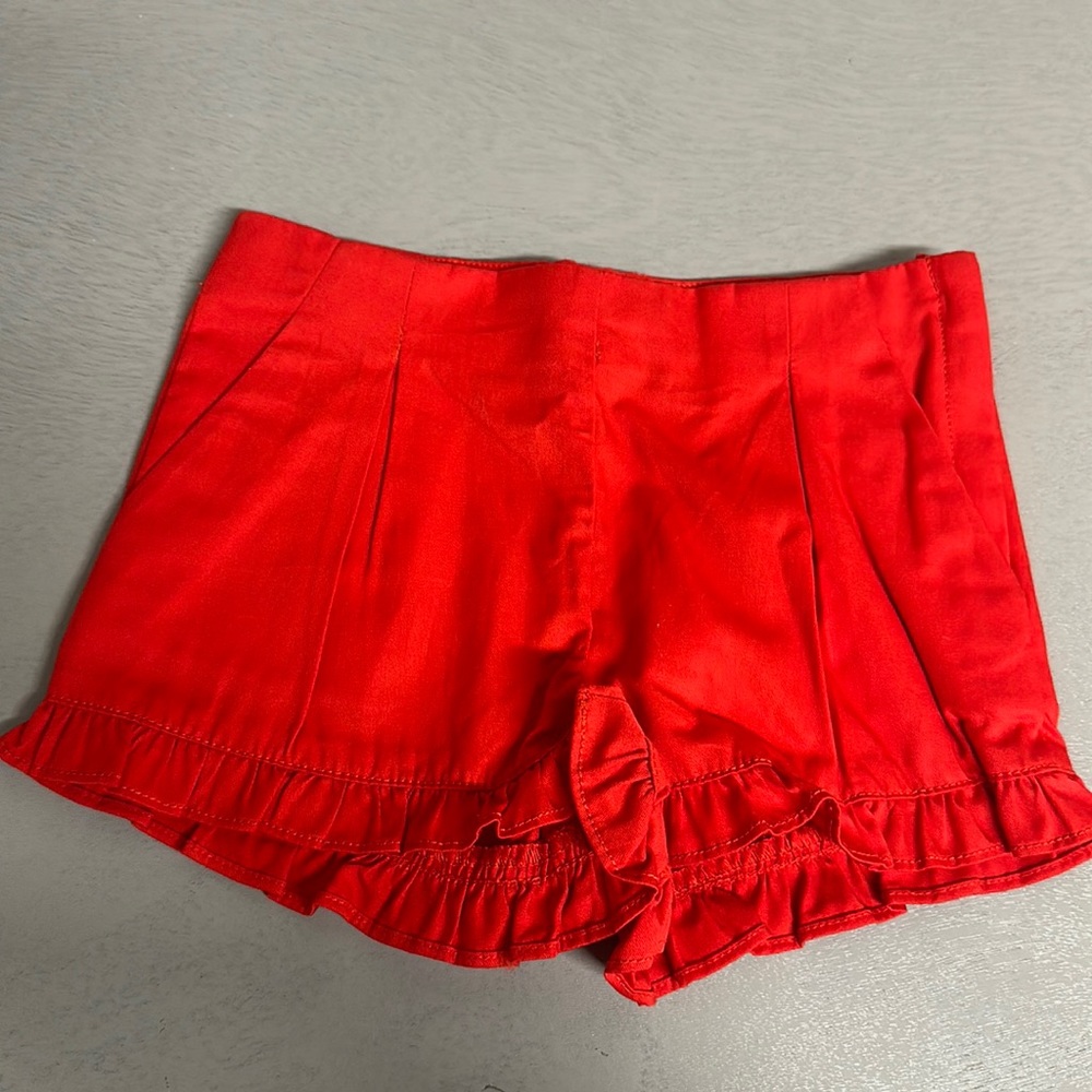 Red Ruffle Shorts - Picture 1 of 4